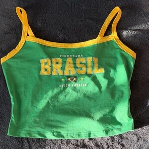 Brasil Green & Yellow Cropped Tank Top